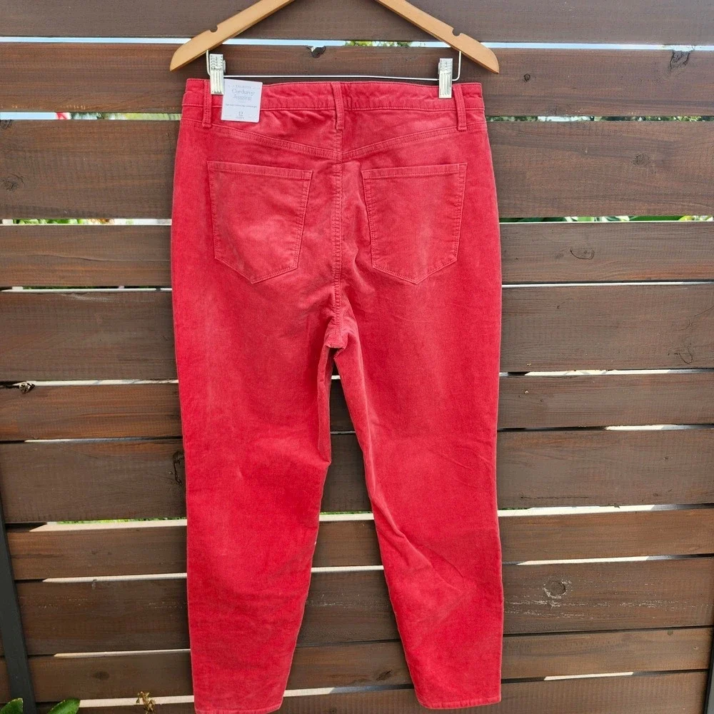 Talbots Red Corduroy Jeggings Vibrant Maximalist Dopamine Bold Skinny NWT 12